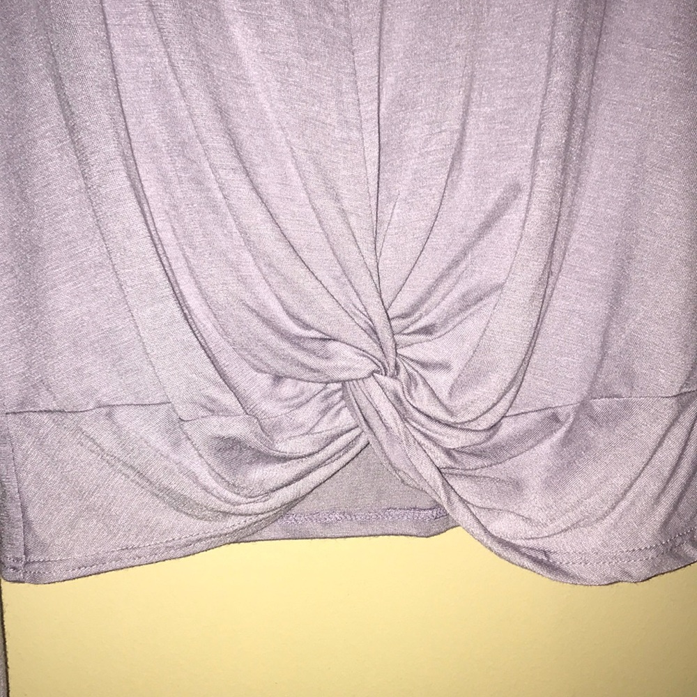 ‼️BOGO Lavender twist front cropped long sleeve T - Picture 3 of 6